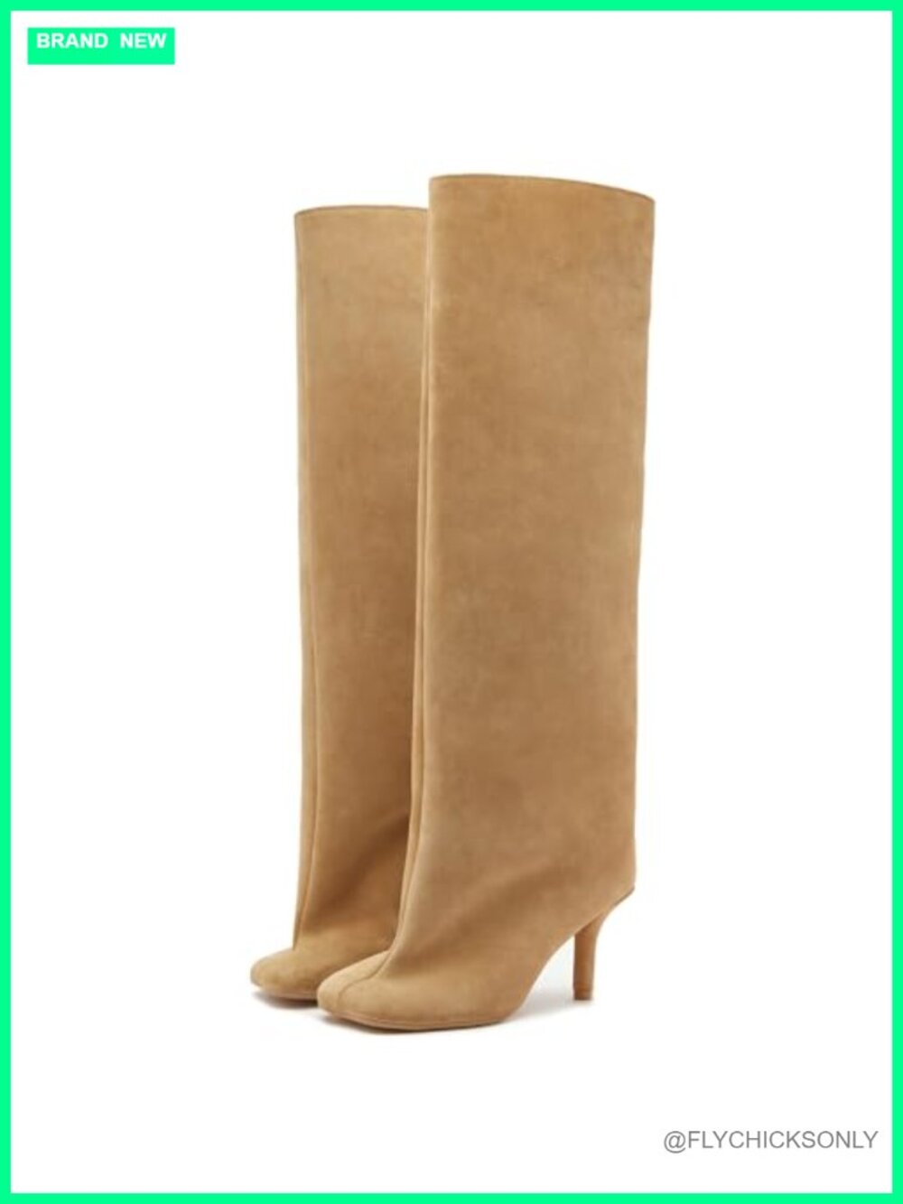 Women's Knee High Stiletto Boots Square Toe Suede Pull On Wide Calf
